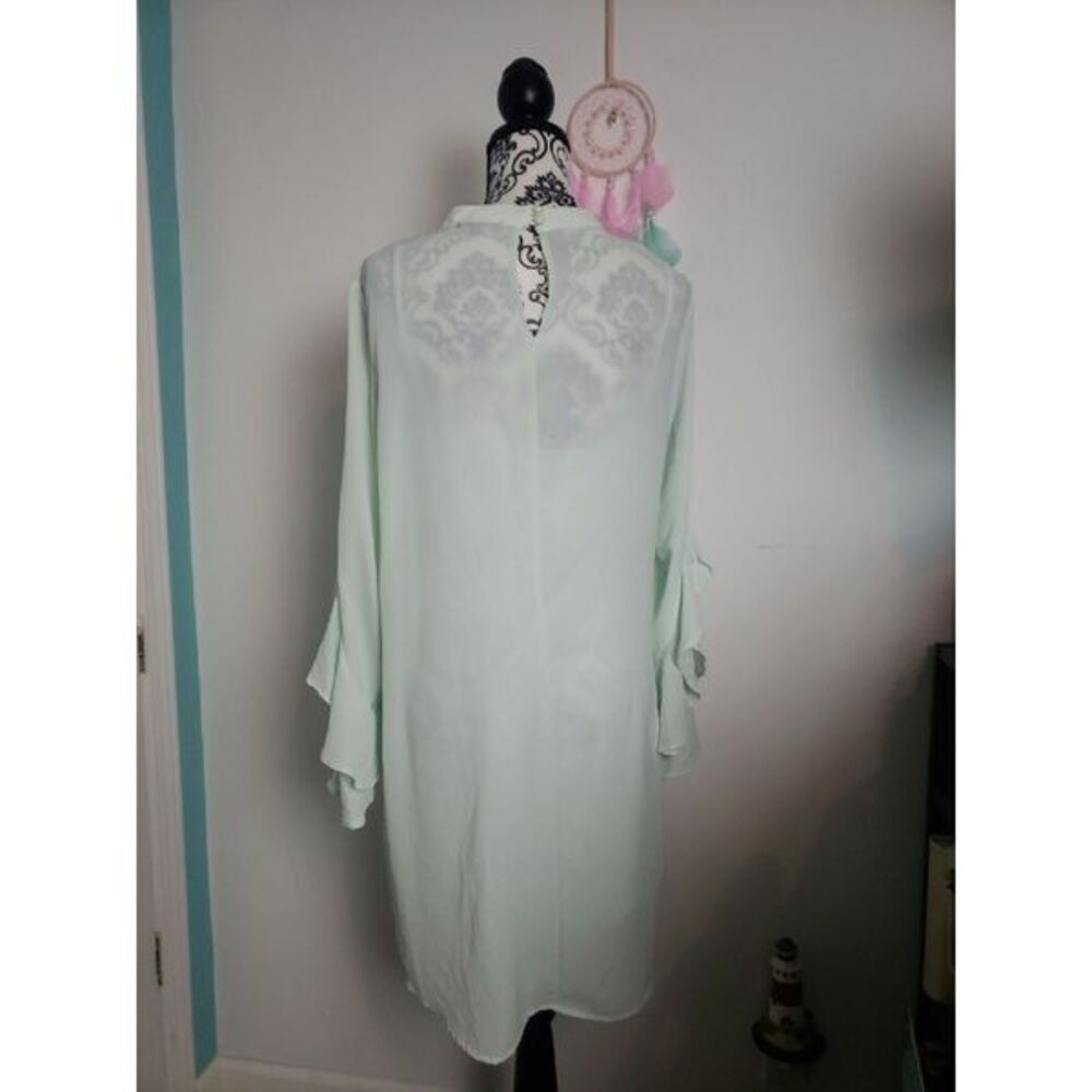 BeBop Mint Green Chiffon Tiered Dress XL Extra Large Sheer Layered Sleeve - Picture 4 of 4